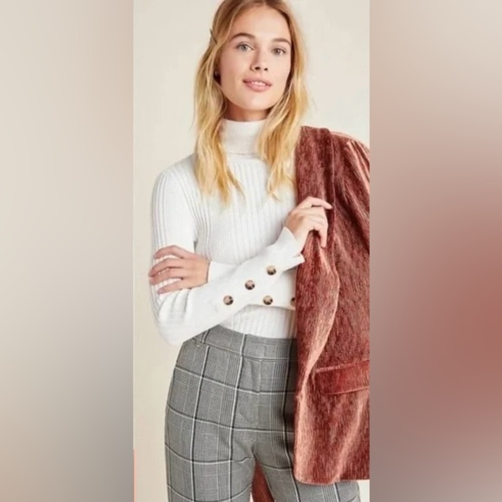 Anthropologie Moth Button-SleeveTurtleneck